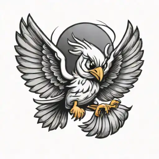 Looney Tunes Tweety Bird Tattoo Shoulder For Men Flying