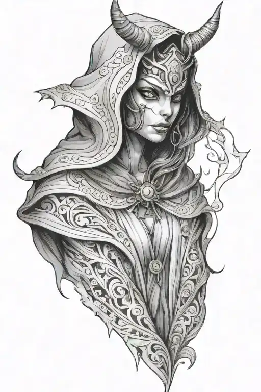 A Female Demon With A Cloak Hood
