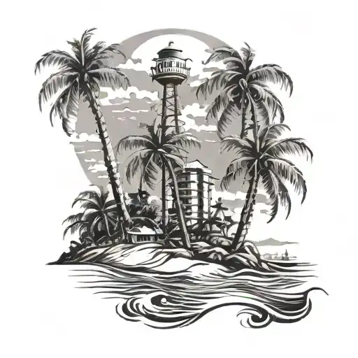 Manly Beach Scene With Palm Trees