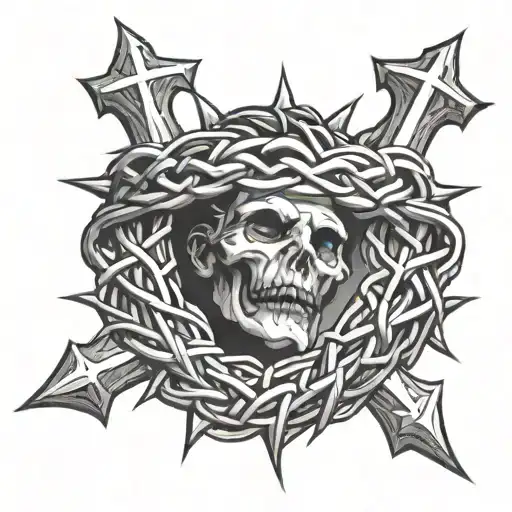 Crown Of Thorns Withe Cross Through It