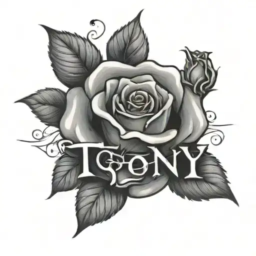 Rose With The Word Tony In A Beautiful Font