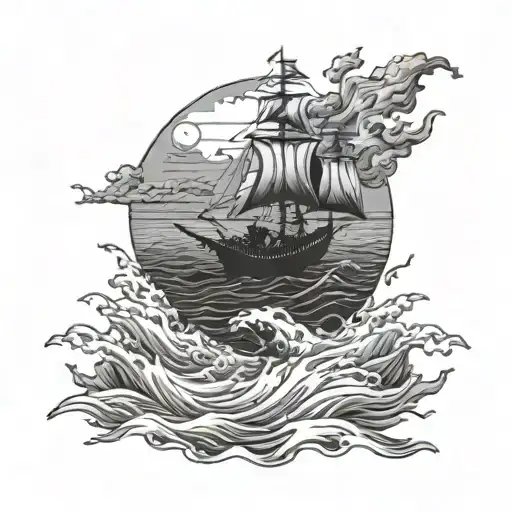 Alone Men In The Middle Of Ocean