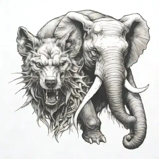 Evil Wolf Elephant And Bear With Teeth