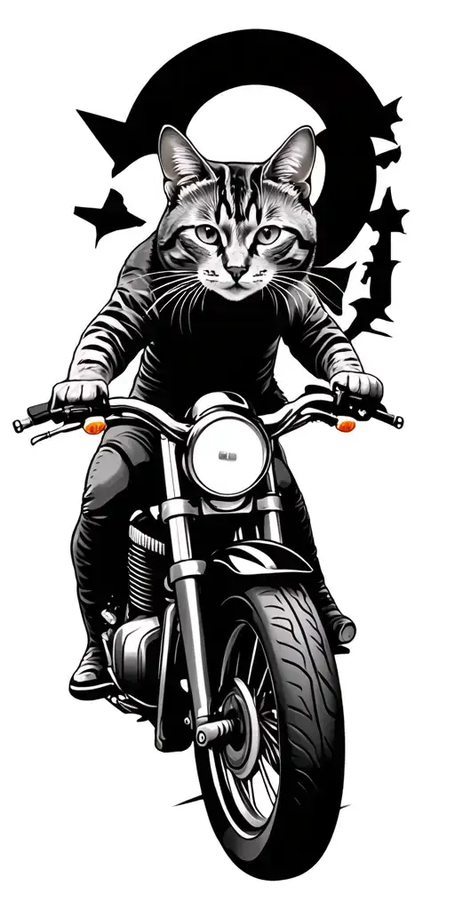 Cat On A Motorcycle Riding