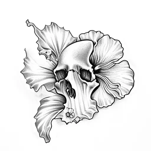 Hibiscus Flower Mermaid And Skulls