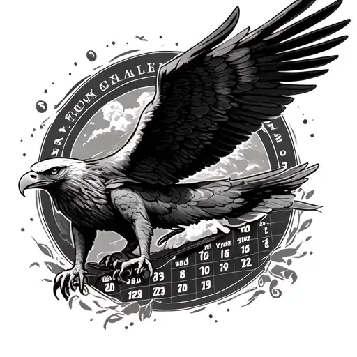 A Calendar With The Required Dates And An Eagle That Surrounds This Calendar With Its Wings