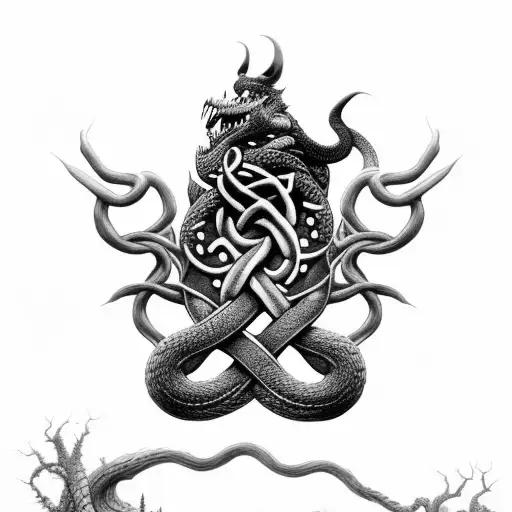 Jormungandr Around Tree Norse Runes