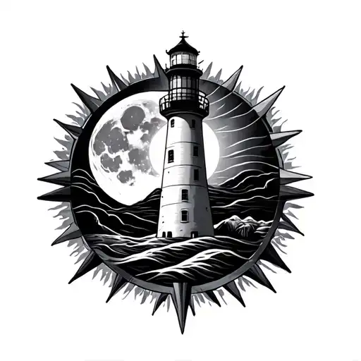 Lighthouse Wind Rose Moon And Sun As Deities