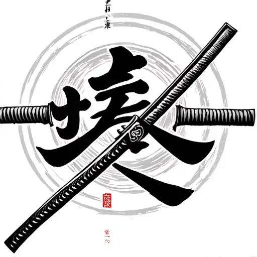 Katana With Japanese Characters For Life And Death