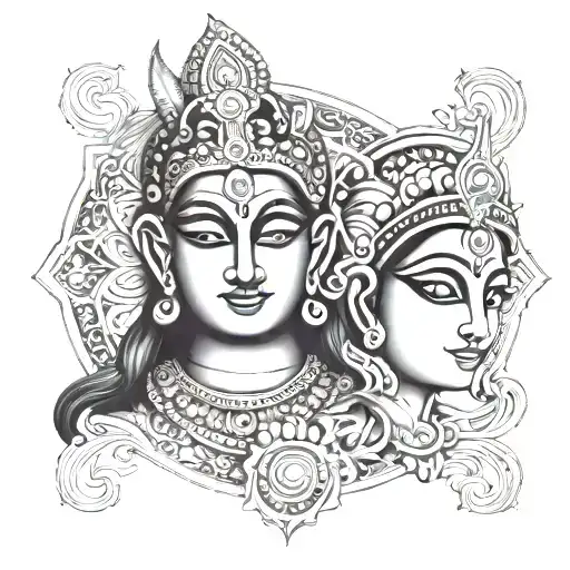 Vishnu Symbol On Forehead With Sita
