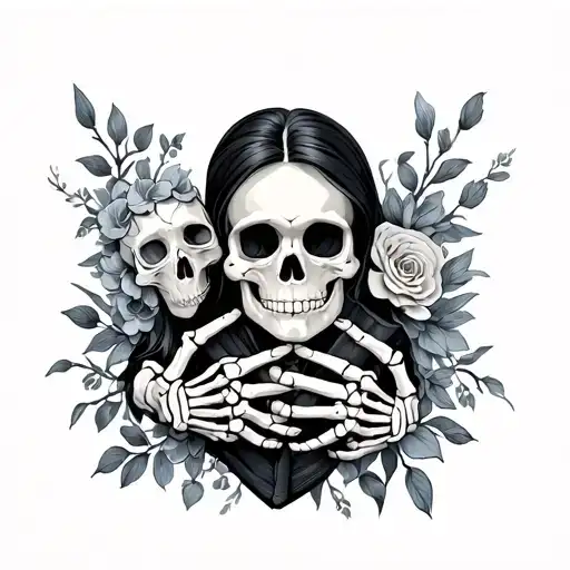 Husband And Wife As Skeleton Hand Holding