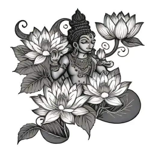 Vishnu Tikla And A Lotus Flower Bouquet