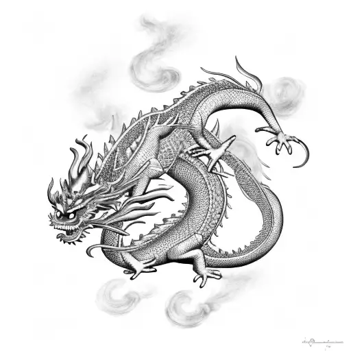 Chinese Wise Dragon Without Paws