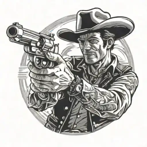 5 Point Perspective Of Cowboy Shooting A Gun