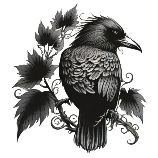 Crow And Vines Coming Up The Arm