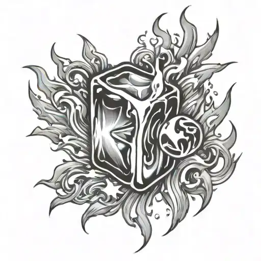 Ice Cube And Fire Flames Left Arm