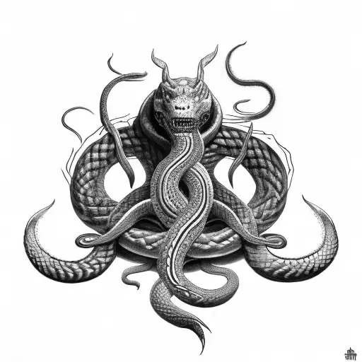 Jormungandr And Fenrir Whit Runes And Snake And Blood