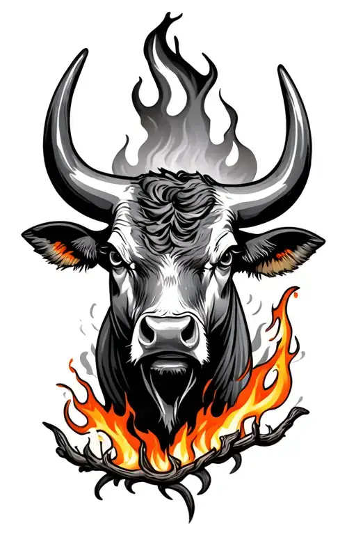 Bull And Fire Inside