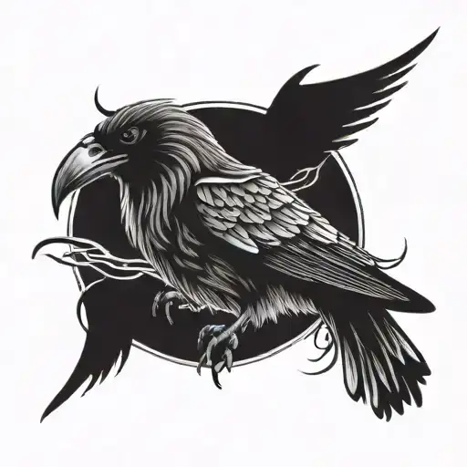 A Tattoo Where The Raven Of Odin Is Located