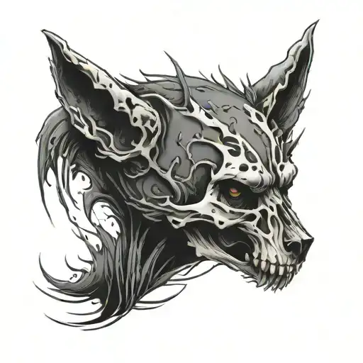 Skull Wolf Surrounded My Rain