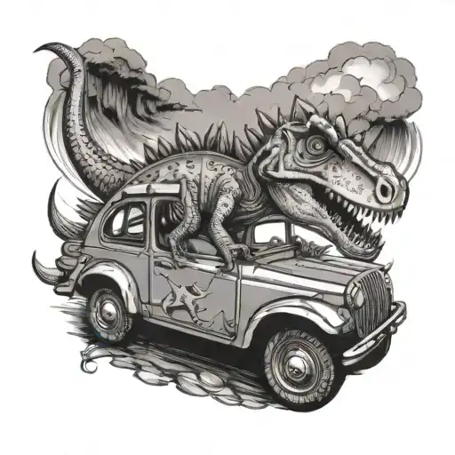 Small Dinosaur Riding In A Car
