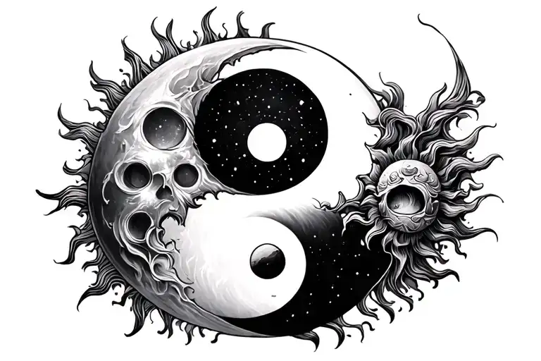 Yin Yang Moon And The Sun Tattoo