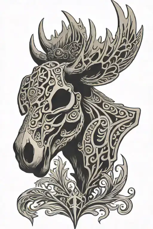 Tribal Moose Skull