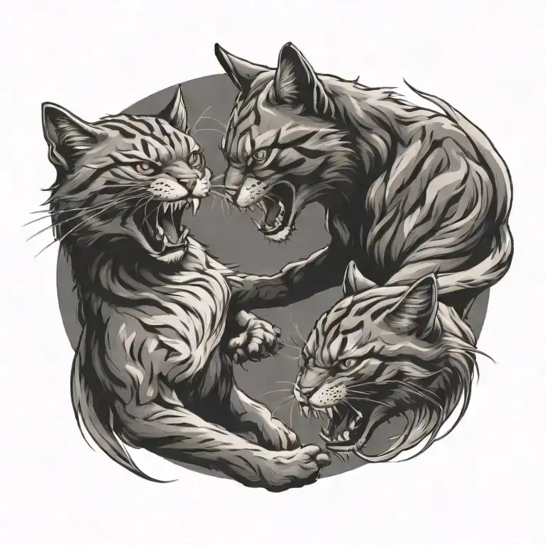Two Fierce Cats Fighting