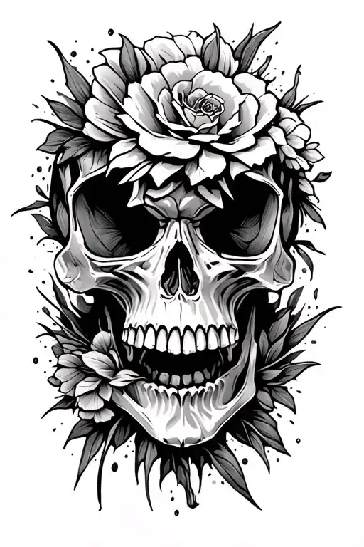 Skull And Motocyle Going