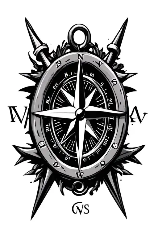 Compass With Anchor Intertwined