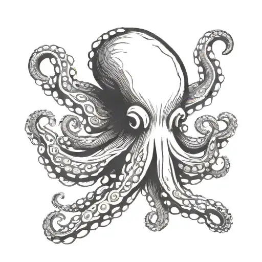Minimalist Octopus Simple Line Drawing