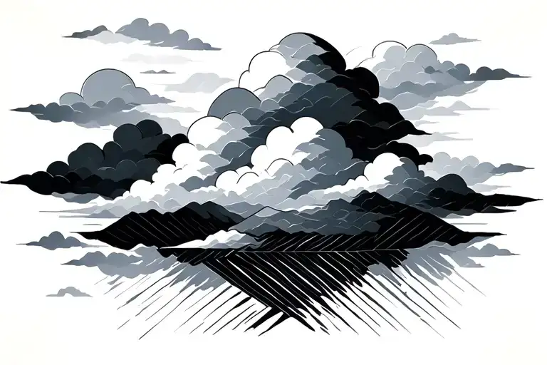Traditional Clouds Background With Geometric Pattern Inside