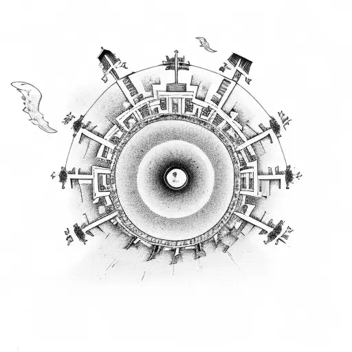 Stairway To Heaven With Music Notes And On Too Of The Stairs A Gypsy Wagon Home