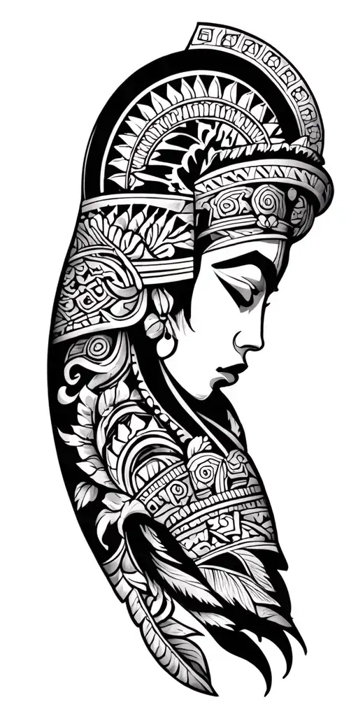Mexican Aztec And Japanese Inspired Arm Sleeve