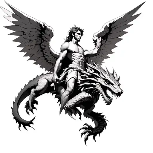 Archangel Michael Killing The Dragon Wrapped