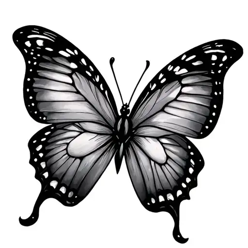 Fine Line Butterfly Tattoo With Semi Colon