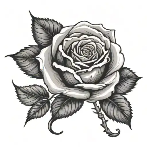 Rose With Vines Growing And The Stem Has A Semi Colon