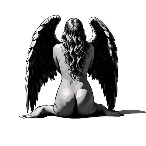 Angel On Knees Showing From Behind It