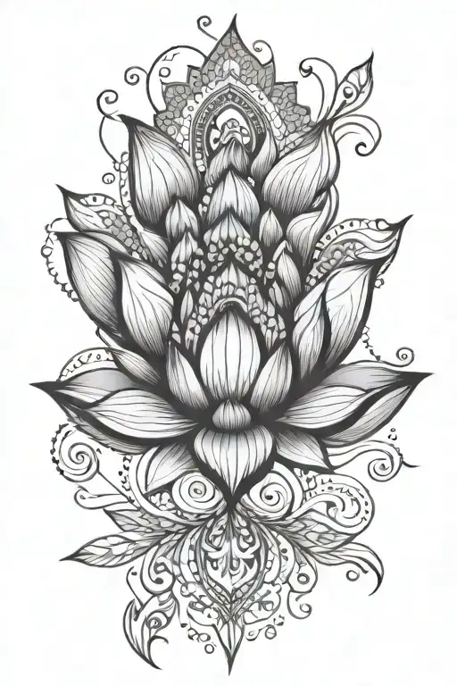 Lotus Mandala Abstract Blackwork