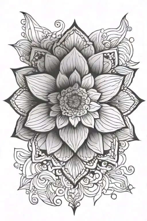 Lotus Mandala Abstract Blackwork