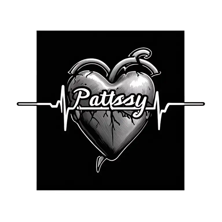 Heartbeat Tattoo With The Name Patsy