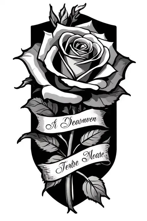 2 Roses With Names And A Cross Intertwined