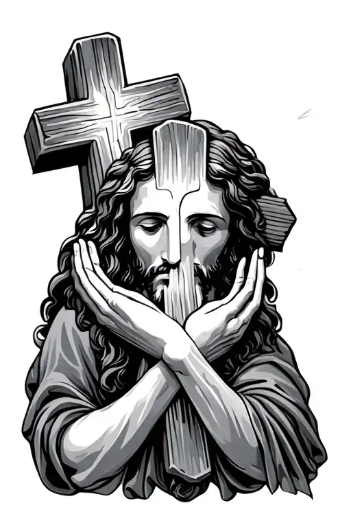 Three Crosses Jesus Cross Heaven Holding Hands