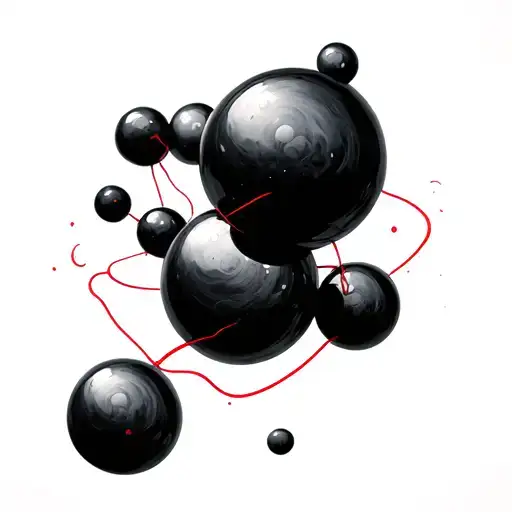 8 Black Spheres And A Red Line Connecting Them