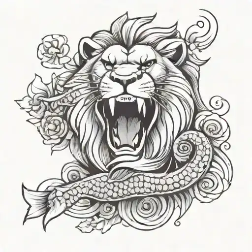 Lion Face And Koi