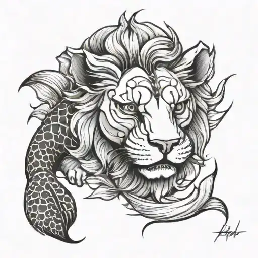 Lion Face And Koi