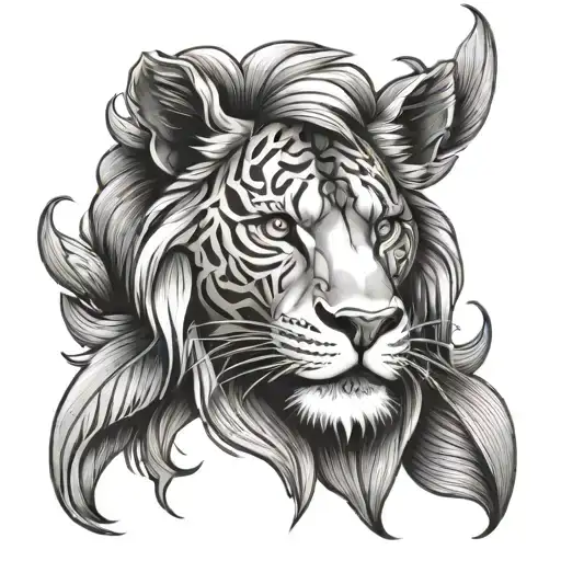 Lion Face With Full Koi