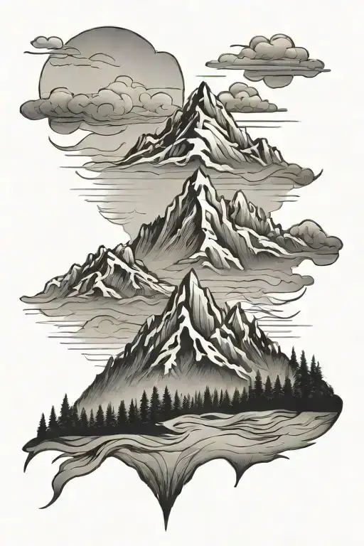 Mountain Scene With Script Letters