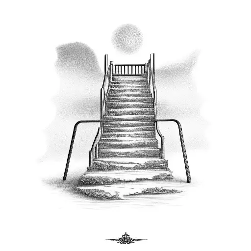 Heavenly Beautiful Stairway To Heaven With Gipsy Wagon On The Top Of The Stairs