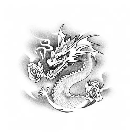 Dragon With Flowers